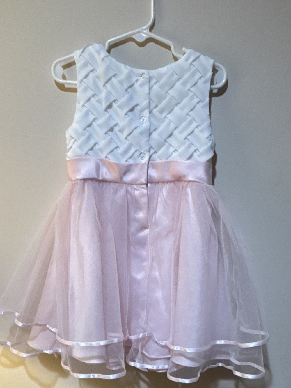 Rare Editions Girls 3T White/Pink Tulle Dress Satin Bow Wedding Formal Wor